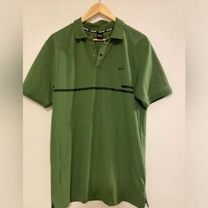 HUGO BOSS- STRETCH-COTTON SLIM-FIT POLO SHIRT WITH PRINTED LOGO
